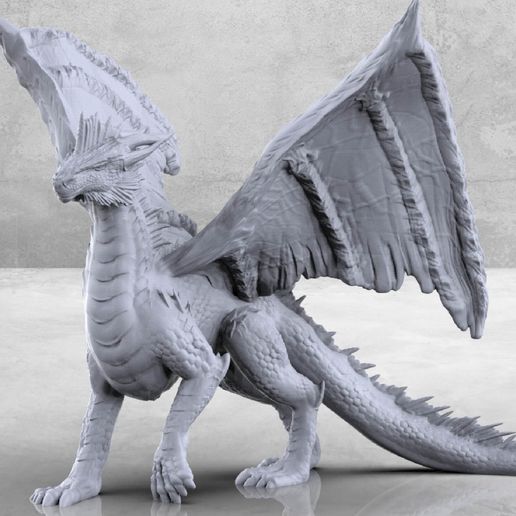 Silver Dragon - Tabletop Miniature 3D model