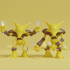 alakazam-cults-render.jpg STL file Pokemon - Alakazam with 2 poses・3D printing template to download
