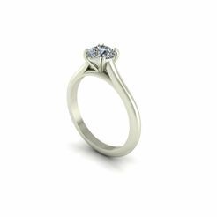 1.jpg STL file Solitaire Four Prong Wedding Ring・3D printing template to download