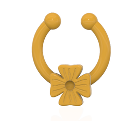 fem_jewel_17 v4-00.png STL file fake nose hoop with cross shaped flower FAKE NIPPLE PIERCING Female male Non-Piercing Body Jewellery Bondage Weight Female Chastity Device Nipple Restraints femJ-17 version 3d print cnc・Template to download and 3D print, Dzusto