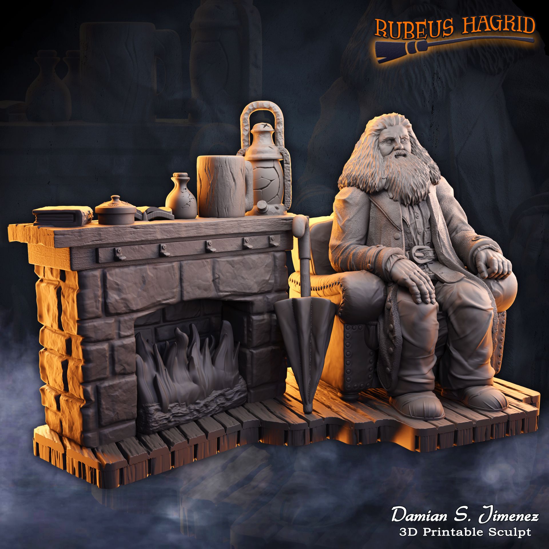 STLDatei Rubeus Hagrid Harry Potter Diorama für 3DDruck Hagrids Hütte herunterladen • Design