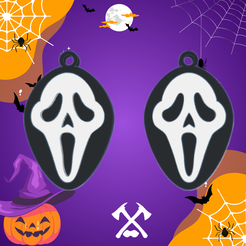 Aros-Scream.png Fichier STL Boucles d'oreilles/Boucles d'oreilles Halloween - Scream Mask・Design pour imprimante 3D à télécharger