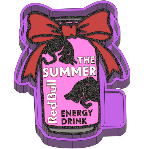 Summer Red Bull with Bow Freshie STL Mold Housing 3D model