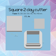 Square 2 clay cutter 7 sizes: 15/20/25/30/35/40/ 45mm STL file Square clay cutter | Digital STL file | sharp cutter | 7 sizes | polymer clay cutter | Square 2