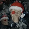 AirBrush_20221201075515.jpg Holiday Skull, AMS, MMU, Christmas Tree Ornament, Santa Skull, Santa Hat, Creepy Christmas