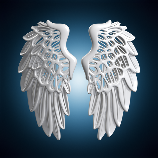 Geometric Honeycomb Angel Wings Wall Decor 3D Print Model