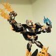 IMG_7110.jpg Transformers Prime Beast Hunter Bumblebee (Unmasked head) and Polarity Gauntlet