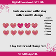 2.png Valentine Heart Cutter and Stamp, Polymer Clay Cutter, 5 Sizes, 50 Clay Stamps, 5 Clay Cutters, Set