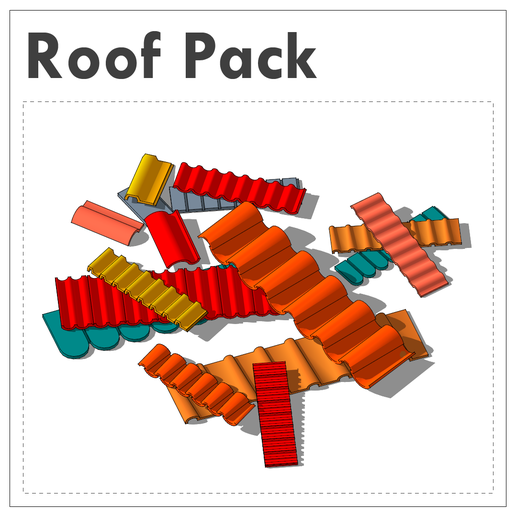 Diorama Roof Tiles Pack [1/18 Scale | 48 Pieces]