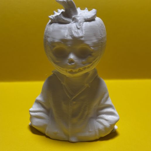 Pumpkin-Head Kid in a Hoodie — Halloween Bust