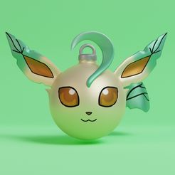 ornament-leafeon-render.jpg Fichier STL Pokemon - Décoration de Noël Leafeon・Modèle pour imprimante 3D à télécharger, Fontoura3D