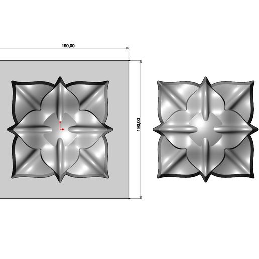 Mold-4-Leaf-Cruciform-Corola-Rosette-Flower-04.jpg Corola flower relief and mold 3D print model