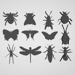 b122.png 12 pieces of beetles, insects, spiders, dragonfly, fly, cockroach, butterfly, bug beetle,