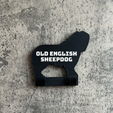 63-old-english-sheepdog-with-name1.png Old English Sheep dog, dog lead hook STL FILE l