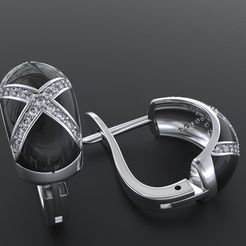 untitled.1402.jpg STL-Datei Ohrringe mit X-Muster und Steinen 390・3D-druckbare Vorlage zum herunterladen