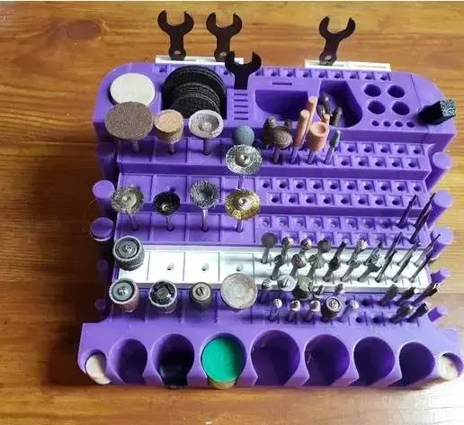 Compact Rotary Tool Accessory Organizer with Drawers