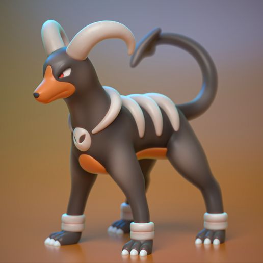 High Quality Houndoom Miniature - 3D Printable STL Model For Tabletop Gaming and Display 3D model preview