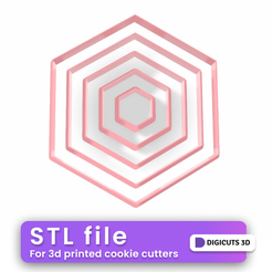 SET-x-5-HEXAGONOS-4.png 5 Pcs hexagons cookie cutters set STL File