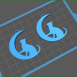screenShot_cat_moon.png STL file cat moon earrings・3D print design to download