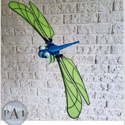 001.jpg Free 3D file CUTE DRAGONFLY MOBILE WITH FLAPPING WINGS・3D printing template to download