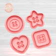 1.1783.png SET X4 Cookie Cutter Buttons with Stamp / Cookie Cutter Buttons