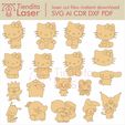 Hello-Kitty-Kuromi-cinmaroll-laser-cut-file-vector-glowforge-1.jpg Hello Kitty and Friends - Vectors for laser cutting