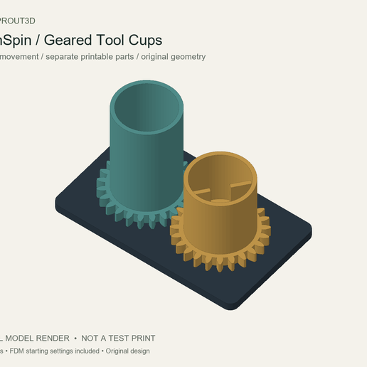 TwinSpin - Geared Tool Cups (Unprinted Prototype)