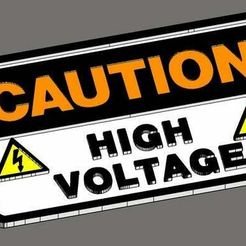 HighVoltage_rendered.jpg Fichier STL gratuit Panneau d'avertissement de haute tension・Plan pour imprimante 3D à télécharger