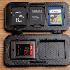 20230905-1.jpg Fichier STL Boîtier pour cartes mémoire, rabattable, 3 x carte SD, 2 x CF Express type A・Objet imprimable en 3D à télécharger