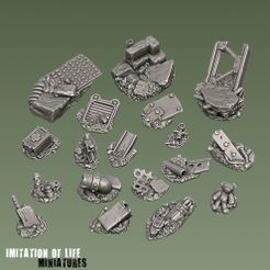 MINIATURES Fichier 3D Wasteland base toppers set 3 - Kit de détail de base sans support.・Modèle à télécharger et à imprimer en 3D, imitationoflife