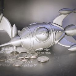 feature_image.jpg Descargar archivo STL gratis gCreate Rocket Ship Money Bank • Objeto para imprimir en 3D, gCreate