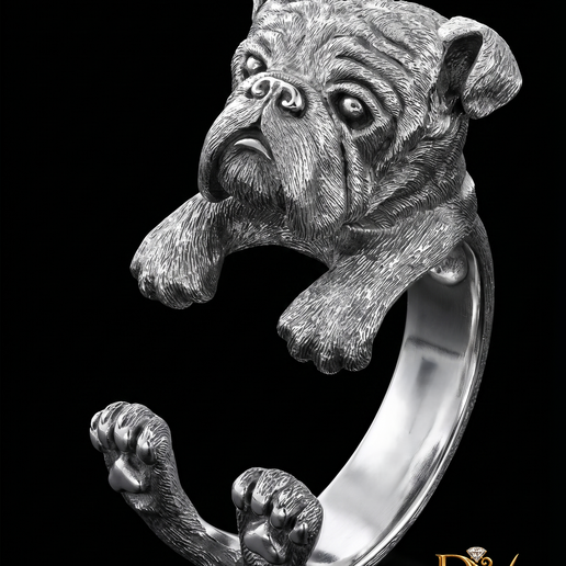 Bulldog Dog Wrap Ring