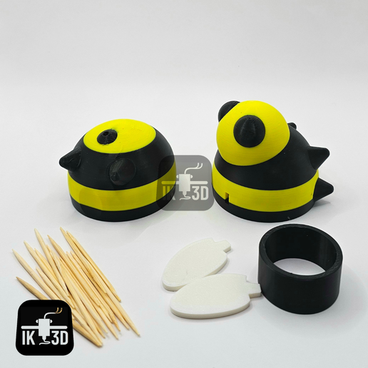 Pic-2024-04-01T205223.805.png Держатель для зубочисток "Пчелка" / 3MF в комплекте