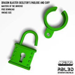 RBL3D_padlock-and-cuff.jpg Free OBJ file Dragon Blaster Skeletor’s padlock and cuff - Motu Vintage・3D printing template to download, RBL3D