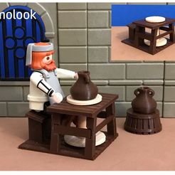 s-l1600-2.jpg STL file MINIATURE POTTER'S WHEEL MINIATURE SCALE FIGURES PLAYMOBIL・3D printer model to download