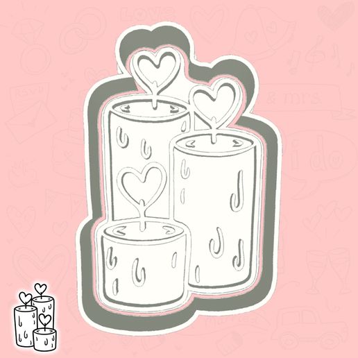 Wedding Day cookie cutters - wedding candles (style 1)