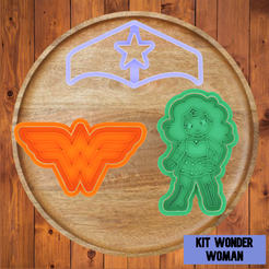 wonder-woman-kit.png STL file Kit Wonder Woman / kit mujer maravilla cortadores de galleta・3D printable model to download