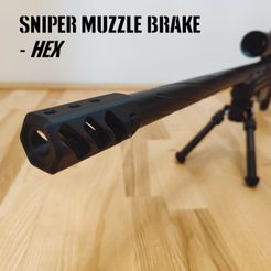 Title.jpg STL file Sniper Muzzle Brake - Hex・3D printer model to download