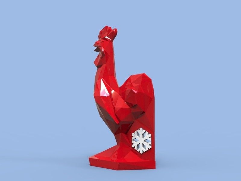 rooster stl.jpg STL file Red rooster Christmas. Low poly・3D printable design to download, 3dpark