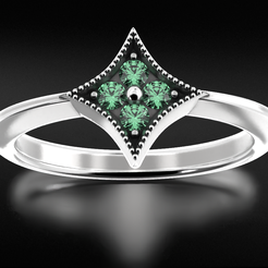 CG-render.2006.png Fichier STL Bague étoile avec diamants 657・Plan à imprimer en 3D à télécharger