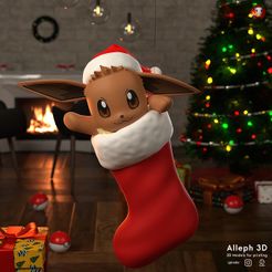 eevee-natal-com-logo.jpg Archivo STL Medias de Navidad Pokemon eevee・Objeto imprimible en 3D para descargar, alleph3D