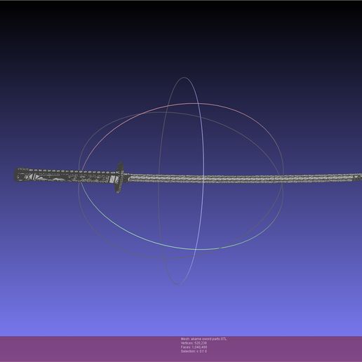 meshlab-2022-01-14-07-10-13-39.jpg STL file Akame Ga Kill Akame Sword And Sheath Printable Assembly・Template to download and 3D print, julian-danzer