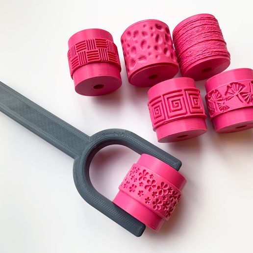 Set.jpeg Archivo 3D Rodillo para sellos de cerámica - Juego completo・Objeto imprimible en 3D para descargar, VoHang