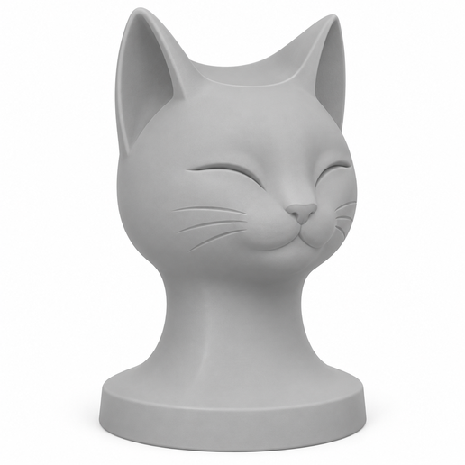Headphone stand smiling cat head