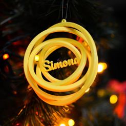 geltonas.vardas.jpg Christmas tree toy - Personalized name - 3D gyroscope