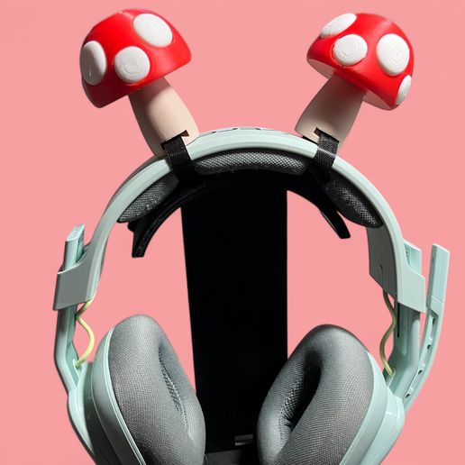 Mushroom ears headset decor, headphones tech accessories 3D model