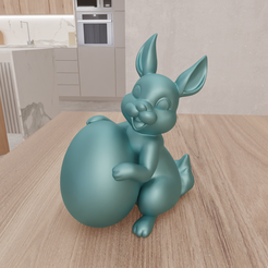 untitled.png 3D Cute Easter Bunny with Egg Decor as 3D Stl File & Easter Gift, Bunny Rabbit, Bunny Ears, 3D Print File, Easter Decor, Easter Rabbit