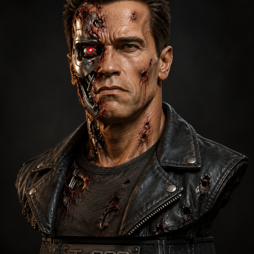 Terminator T-800 Battle Damaged Bust - Arnold 1991 3D Print STL