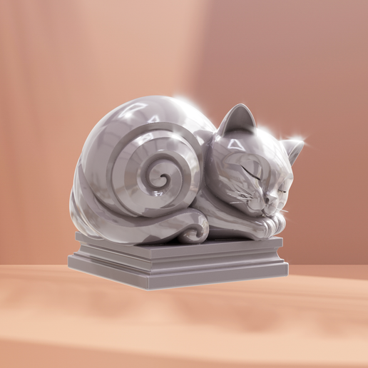 Marble Style Cat Figure - Premium Home Decor (Elegant 3D Model) 3D model
