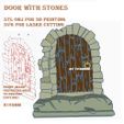 DOOR-WITH-STONES,-by-Vivedo3D-cutting-wood-LASER-or-stamp-3D-x.jpg DOOR WITH STONES, h160mm, STL OBJ for 3D printing  SVG DXF for laser cutting and engraving, by Vivedo3D